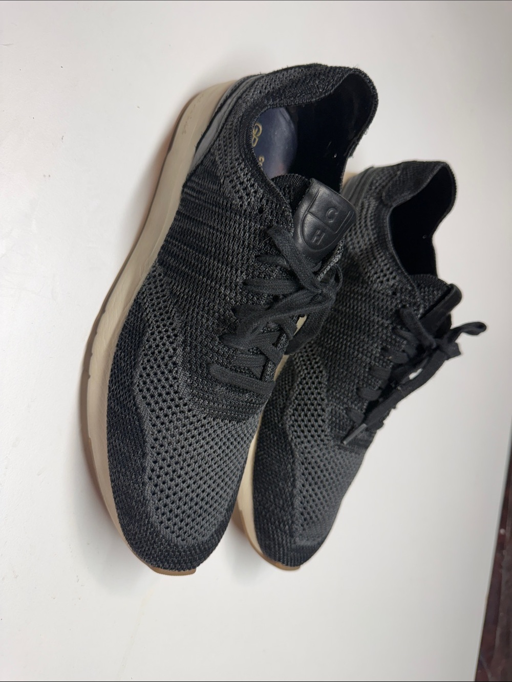 Cole Haan Black Knit Lace-Up Men's Sneakers with Cream/Tan Sole